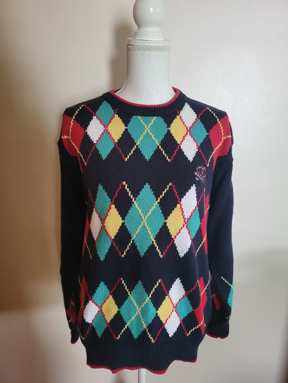 Vintage Lady LaMode Argyle Cotton Country Club Sweater Size Medium